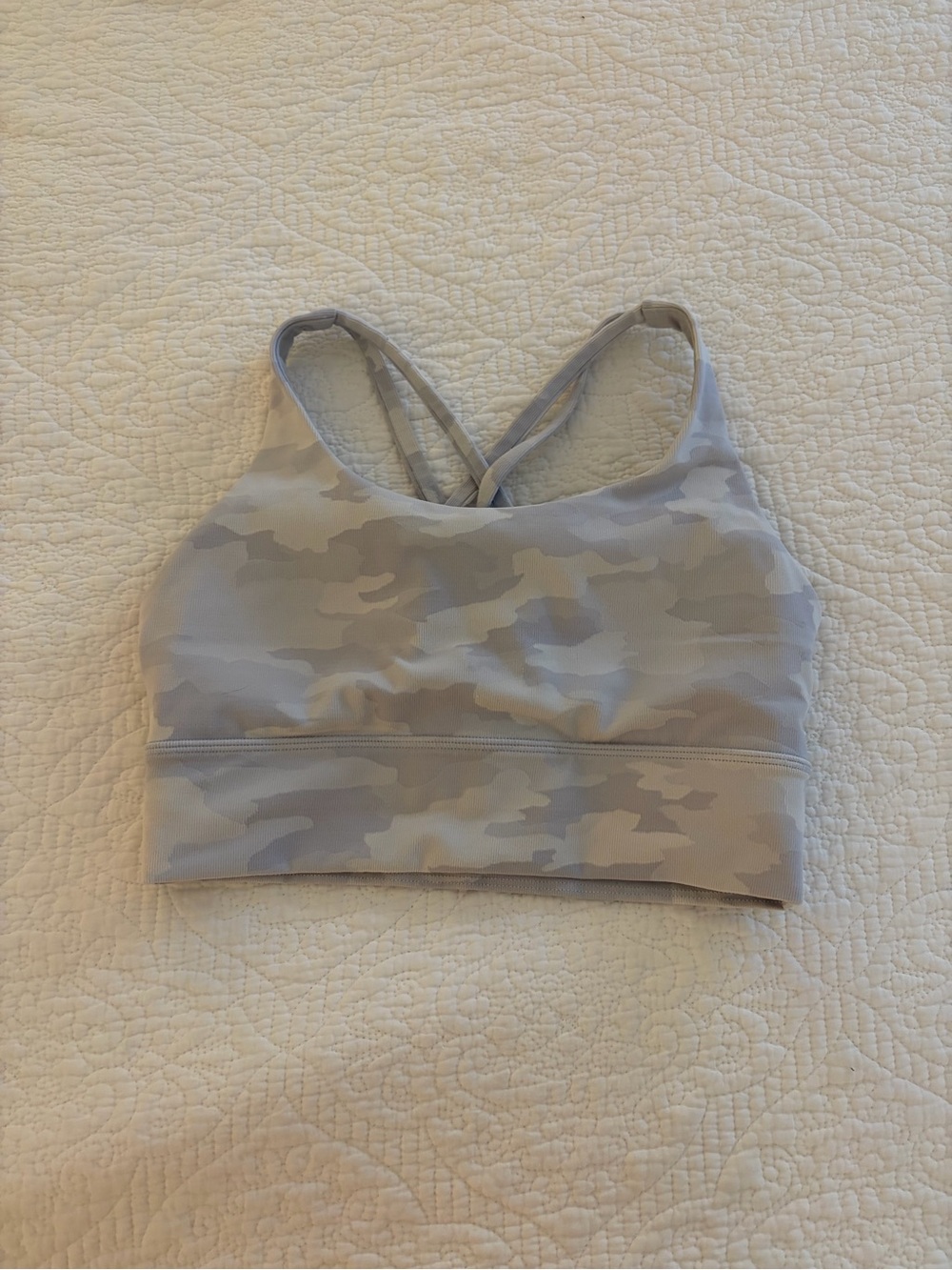 lululemon athletica Light Gray Camo Strappy Sports Bra